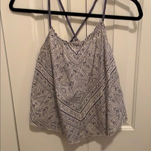 tillys Blue and white tank top with open back. S